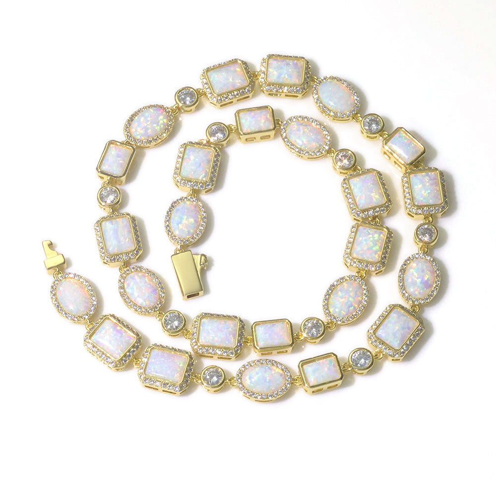 Luxe Opal Gemstone Link Necklace and Bracelet