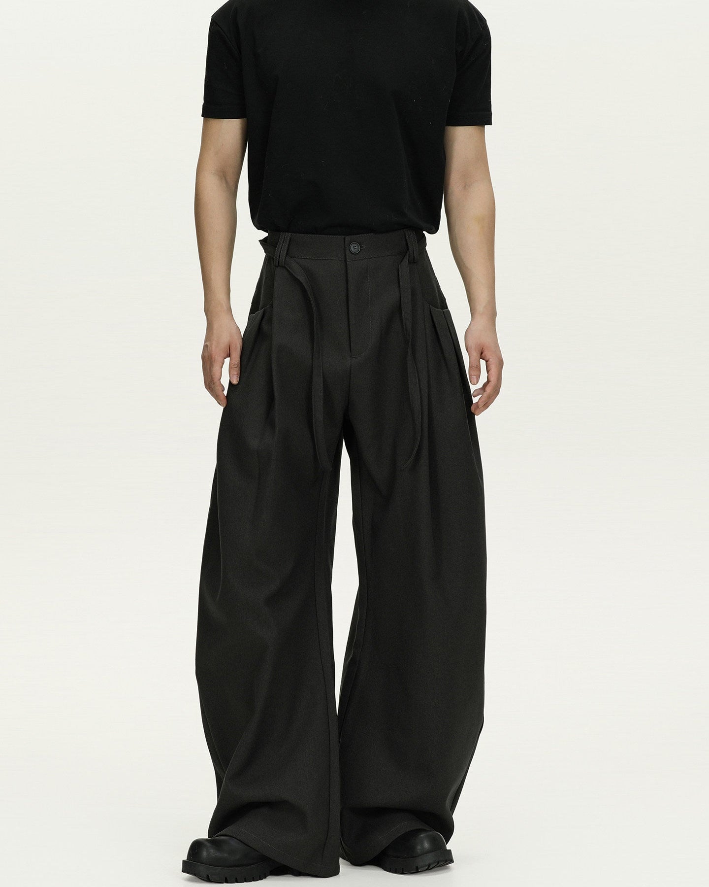 Casual Wool Wide-Leg Straight Trousers