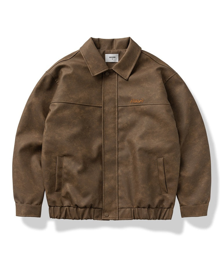 The Nightfall Crest Embroidered PU Leather Jacket