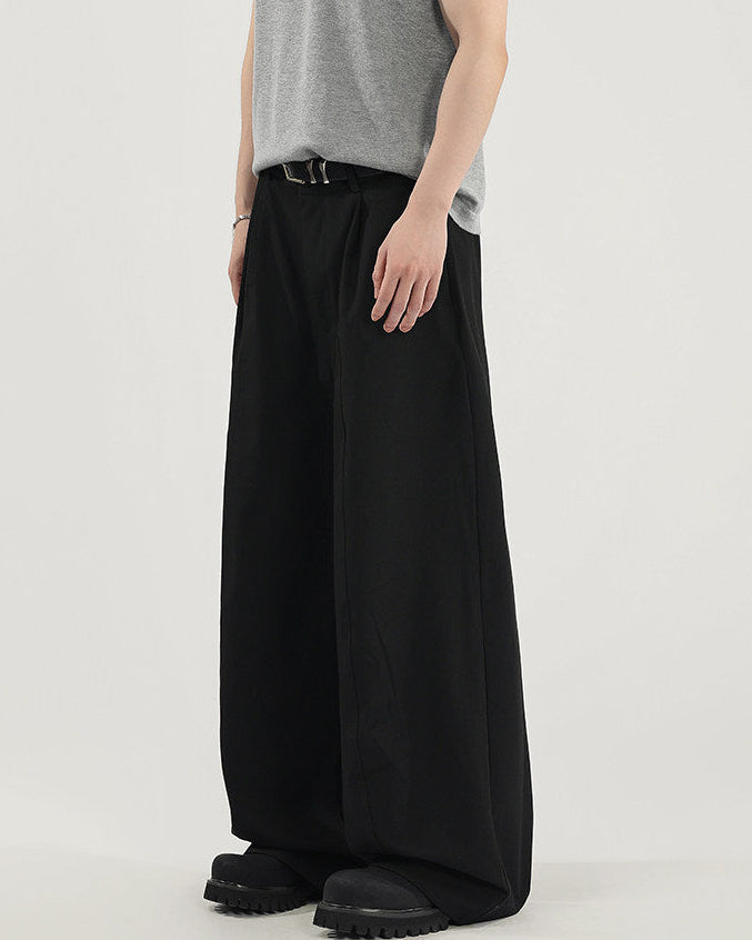 Graphite Wide Pleat Tailored Trousers
