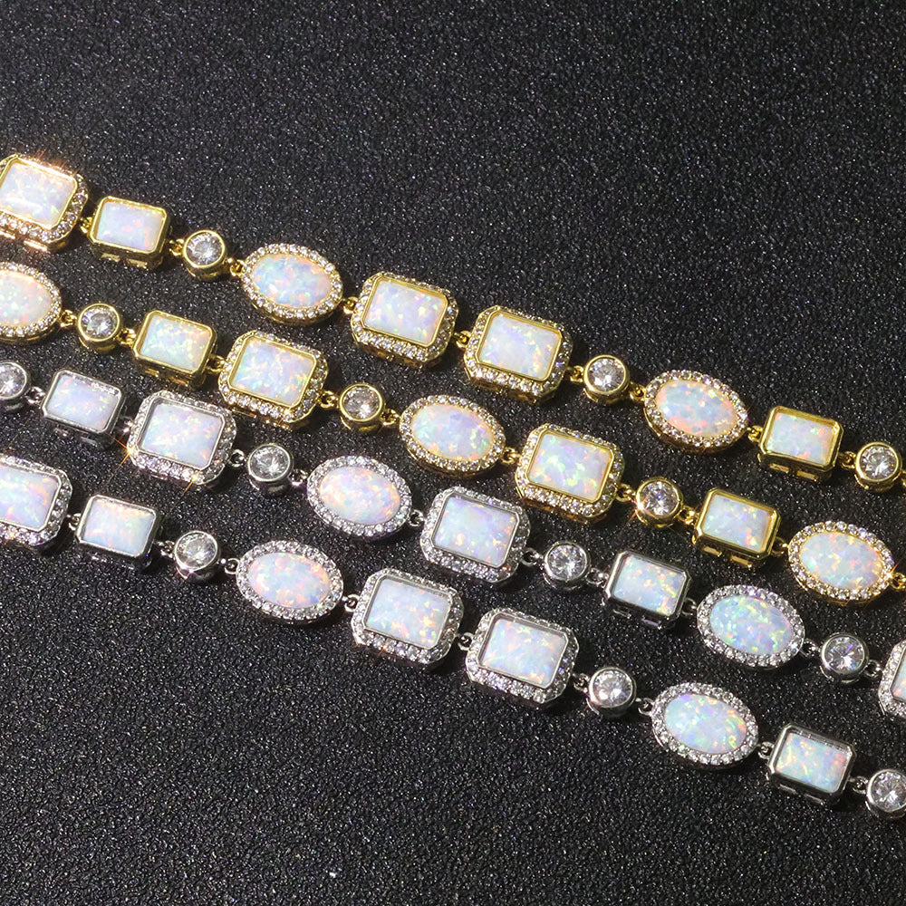 Luxe Opal Gemstone Link Necklace and Bracelet