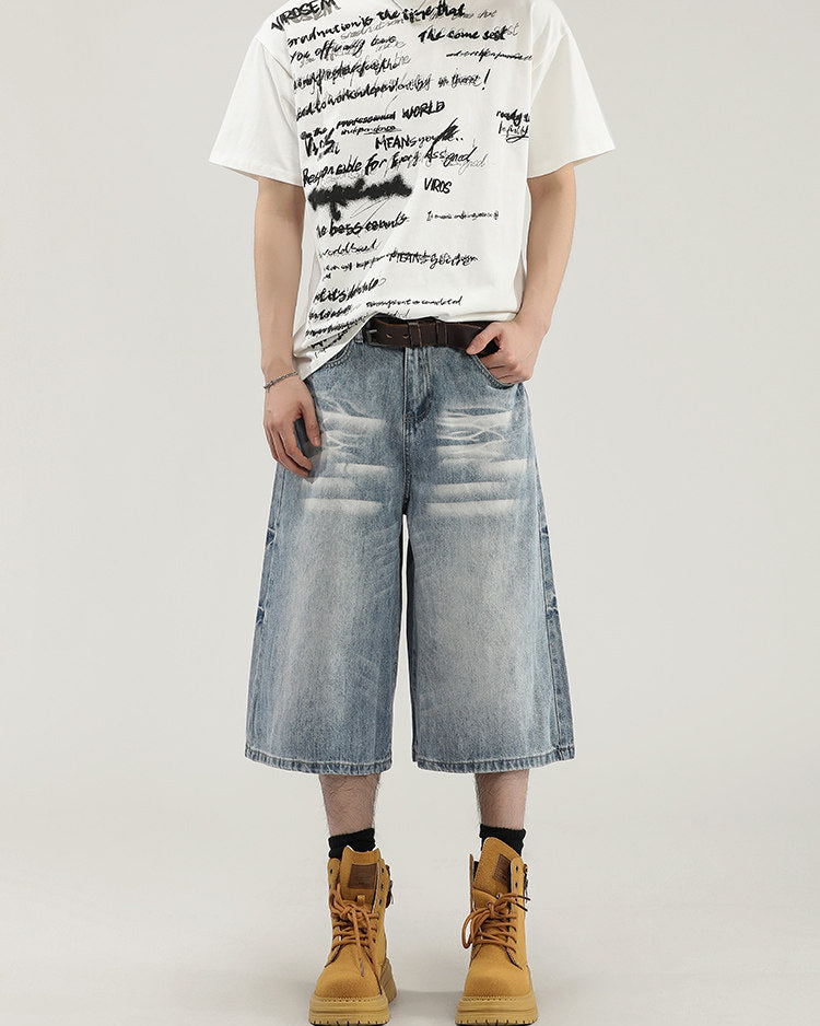 Relaxed Fit Cropped Denim Jeans