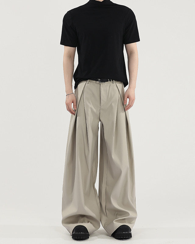 Wide Leg Pleated Trousers