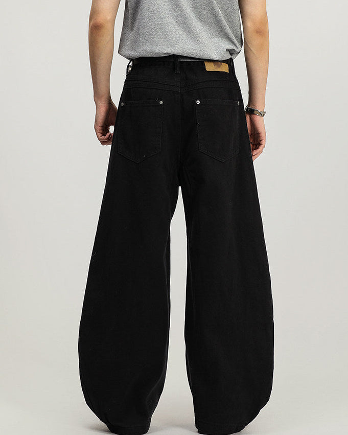 Wide-Legged Cotton Cargo Trousers