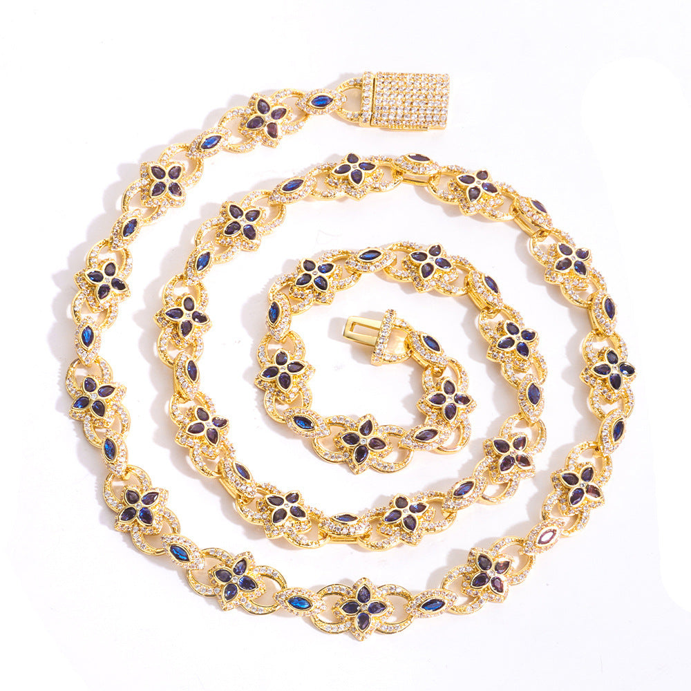 Imperial Sapphire Flower Link Necklace