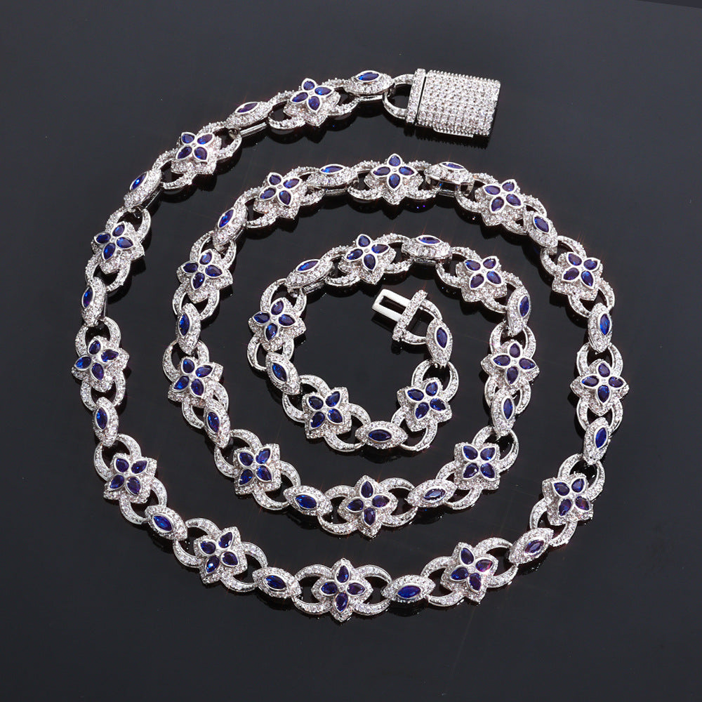 Imperial Sapphire Flower Link Necklace