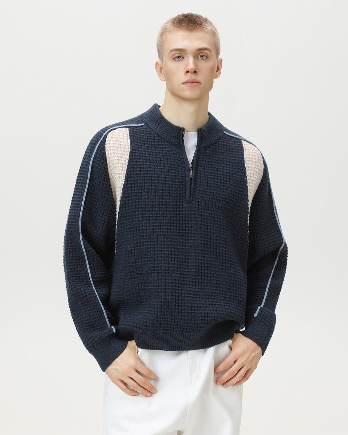 Waffle Half-Zip Sweater