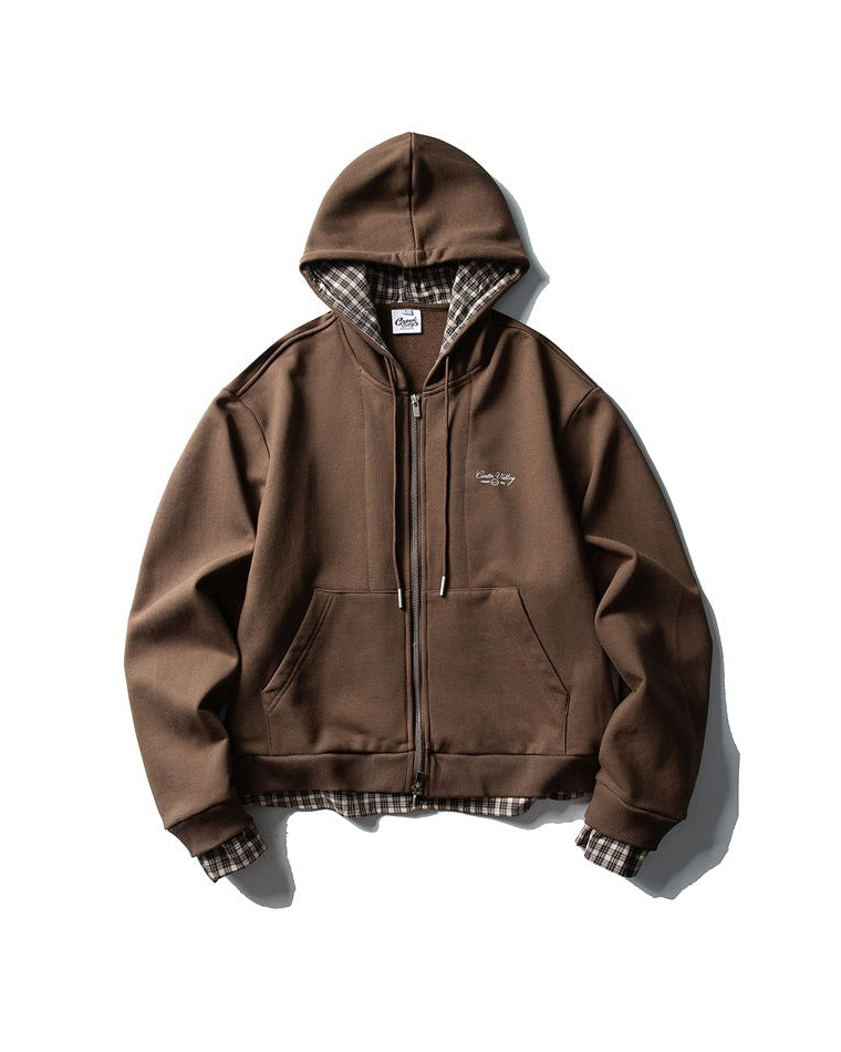 The Hollowfern Plaid Hooded Cardigan Jacket