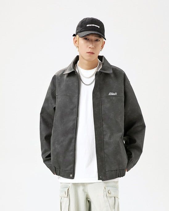 The Nightfall Crest Embroidered PU Leather Jacket