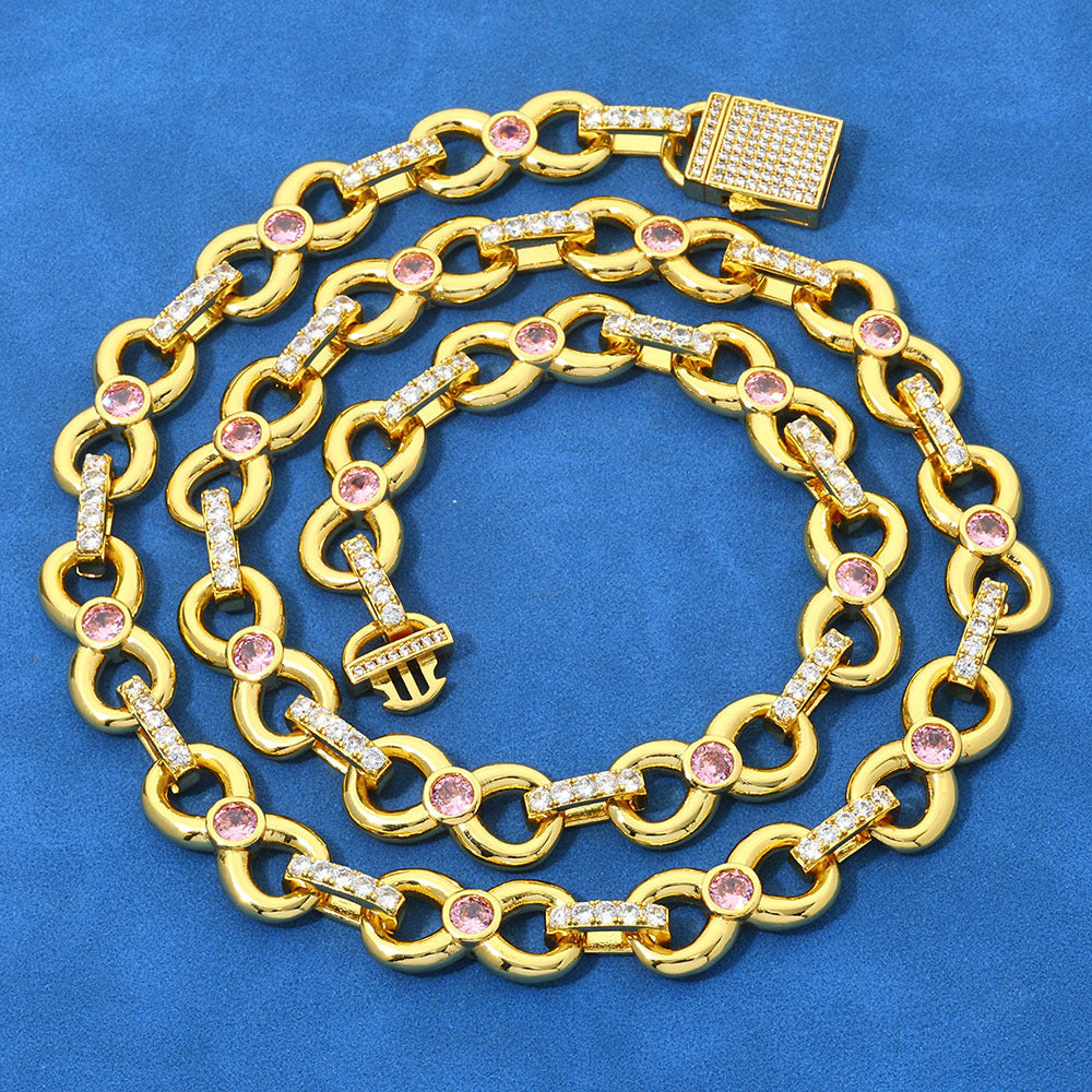 Luxe Pink Gemstone Cuban Link Necklace