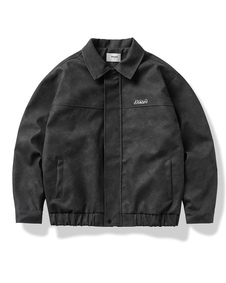 The Nightfall Crest Embroidered PU Leather Jacket