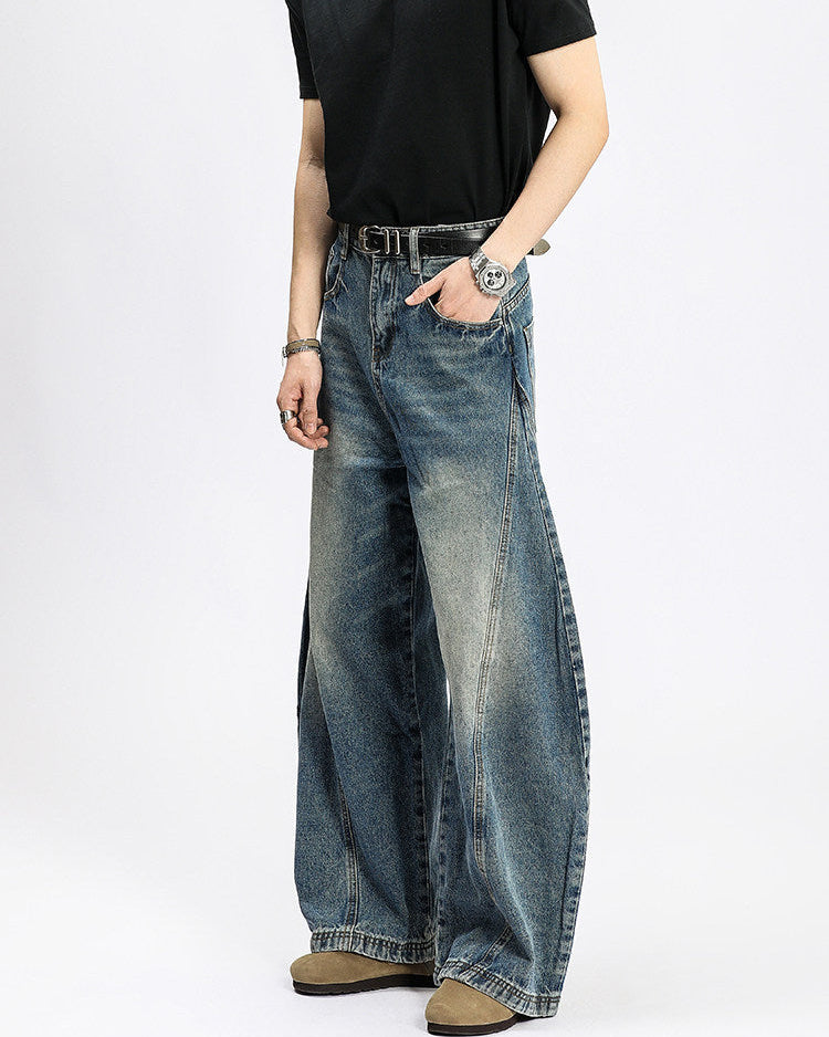 Washed Denim Wide Leg Jeans