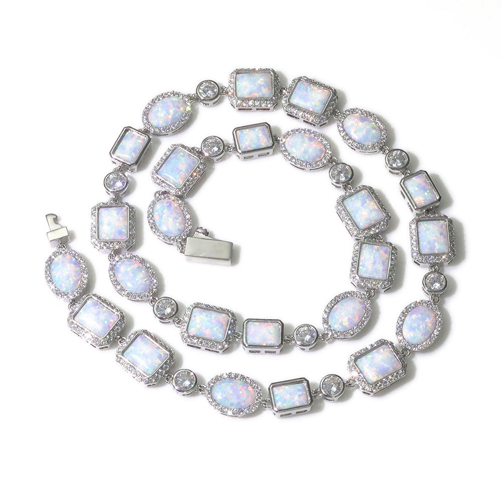 Luxe Opal Gemstone Link Necklace and Bracelet