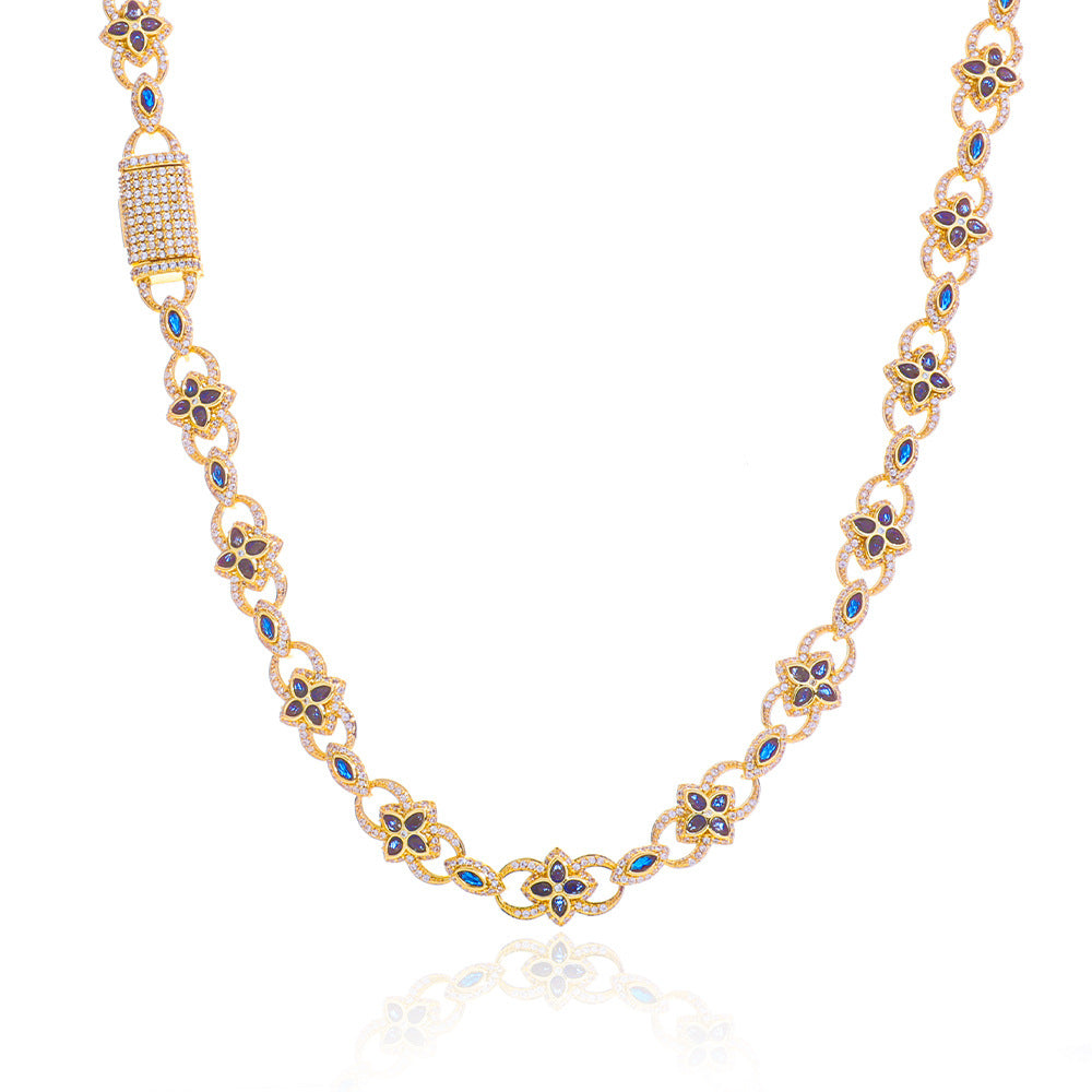 Imperial Sapphire Flower Link Necklace