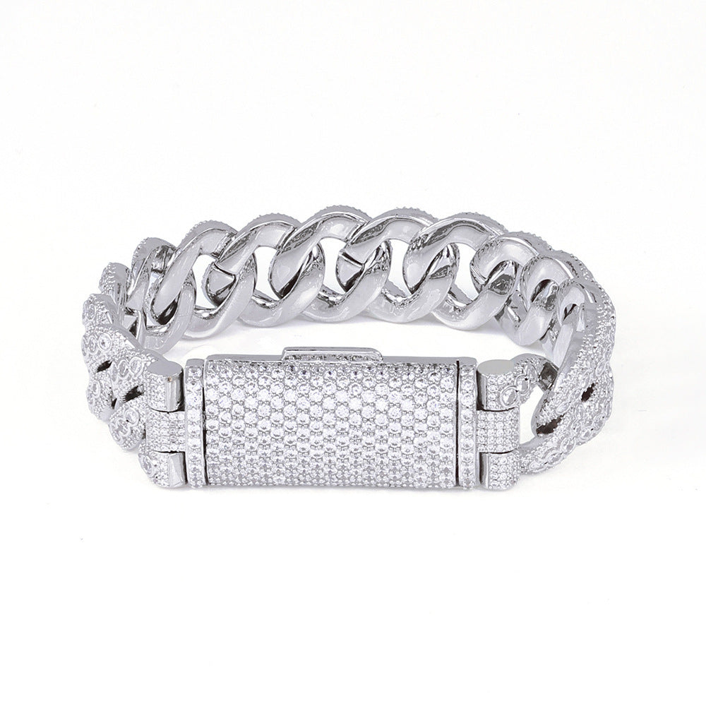 Fully Iced Lock Cuban Bracelet