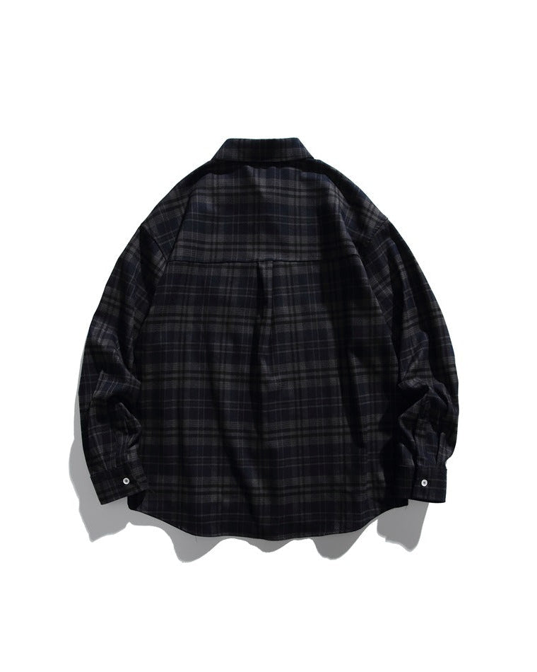 The TerraTone Plaid Fleece Long-sleeved Polo Shirt