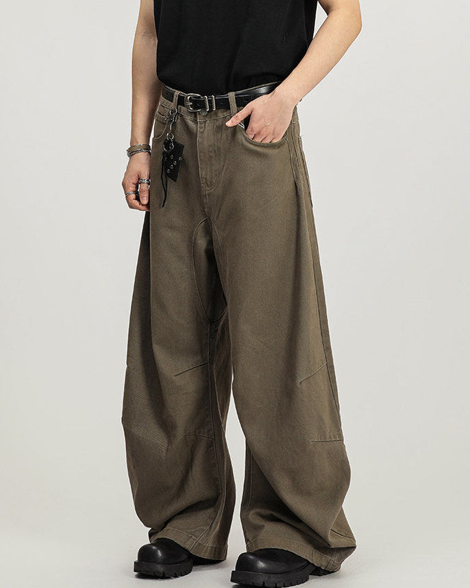 Wide-Legged Cotton Cargo Trousers