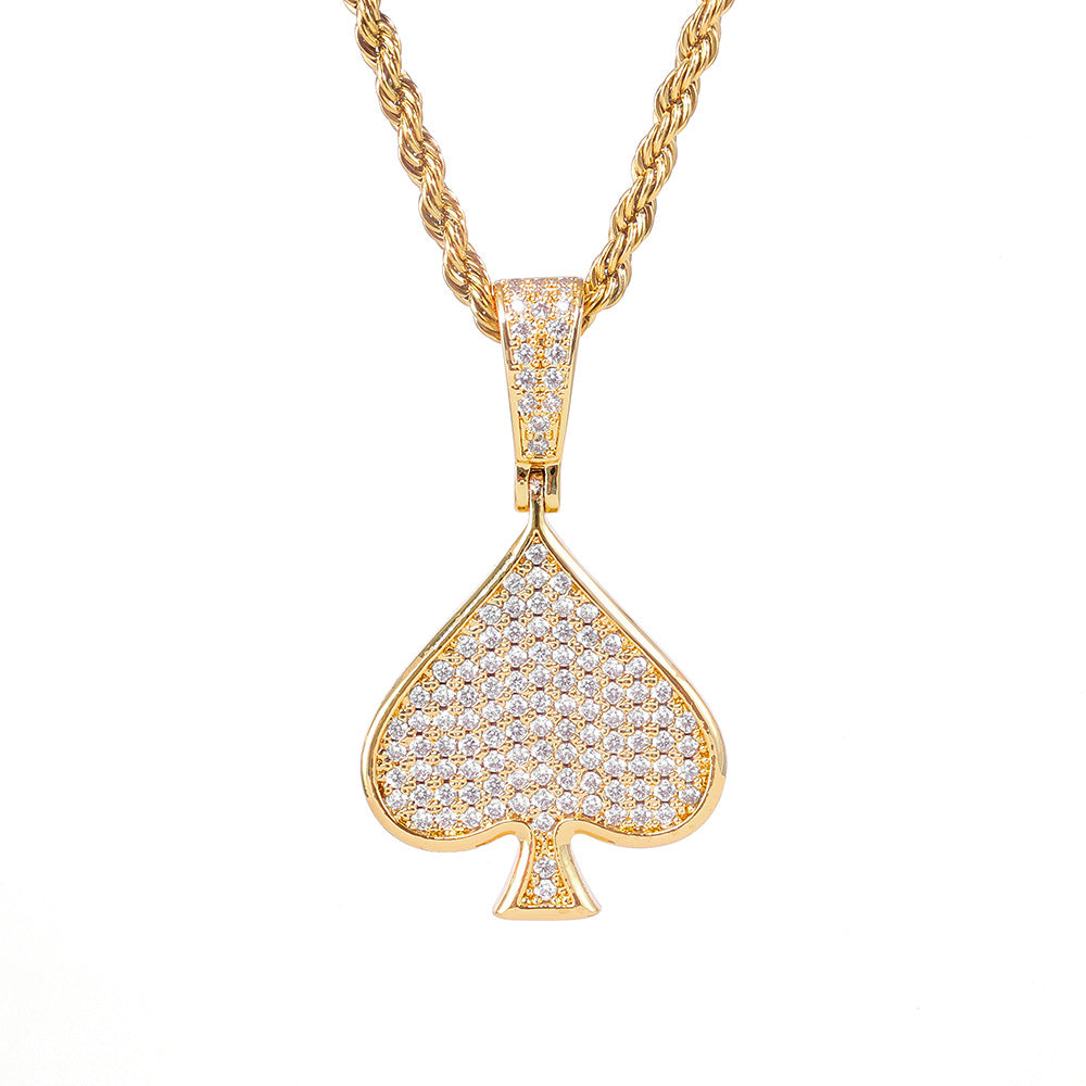 Iced Spade Pendant Necklace