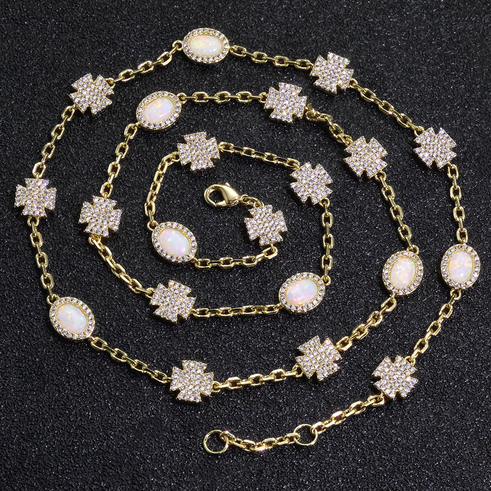 Imperial Opal Clover Link Necklace