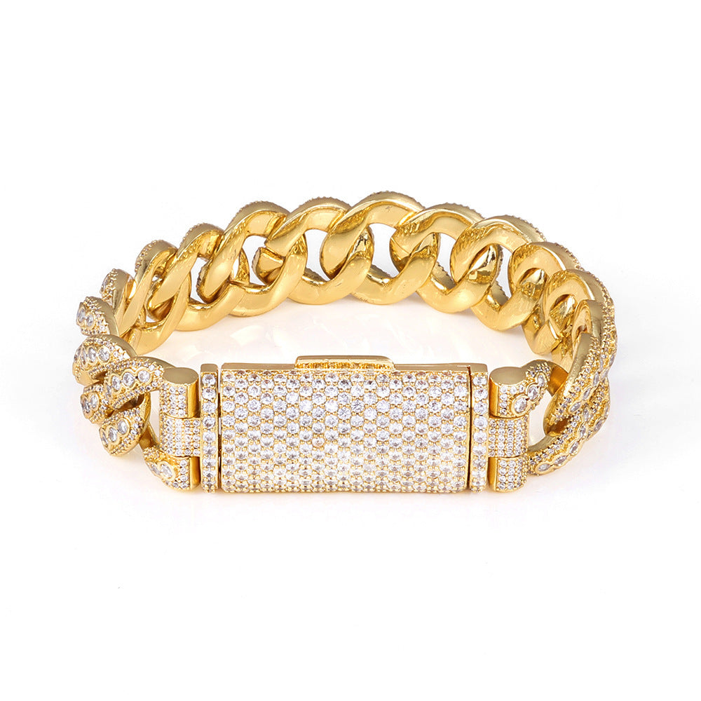 Fully Iced Lock Cuban Bracelet