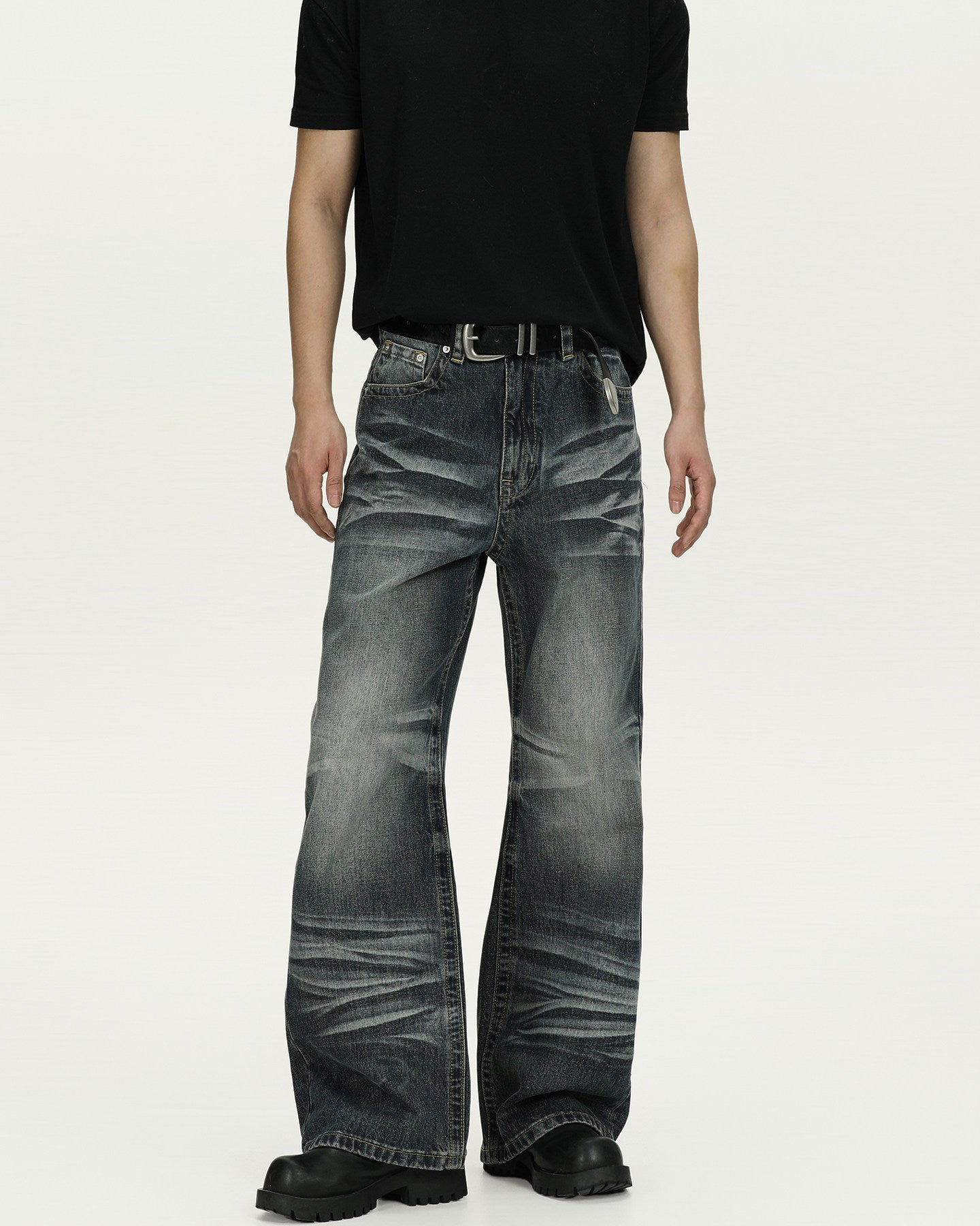 Stonewashed Wide-Fit Denim Jeans