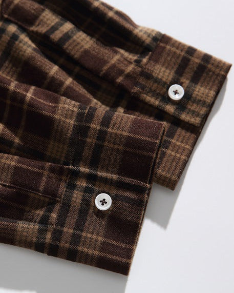 The TerraTone Plaid Fleece Long-sleeved Polo Shirt