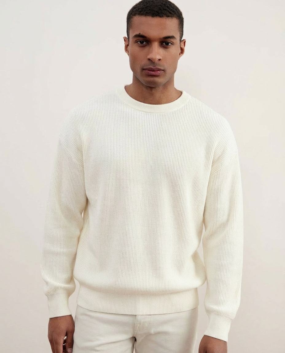 Off-White Crewneck Malfilé English Rib Sweater
