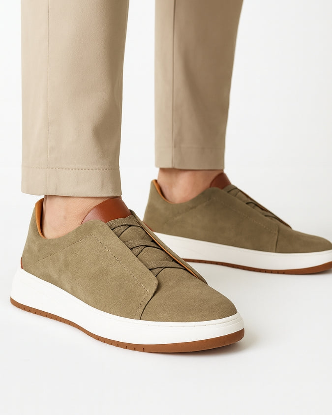 Olive Suede Laceless Sneaker 0.1