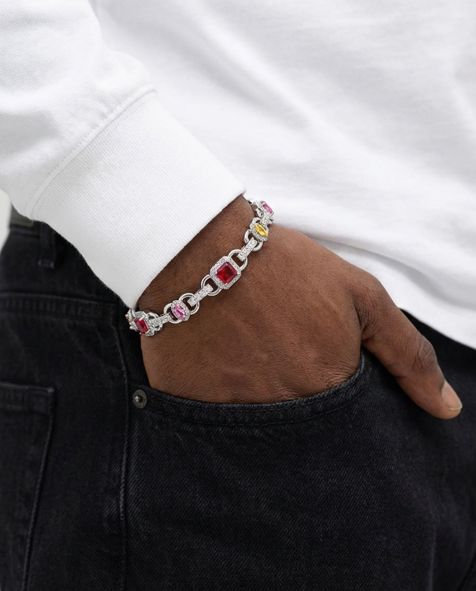 Ruby Halo Link Bracelet