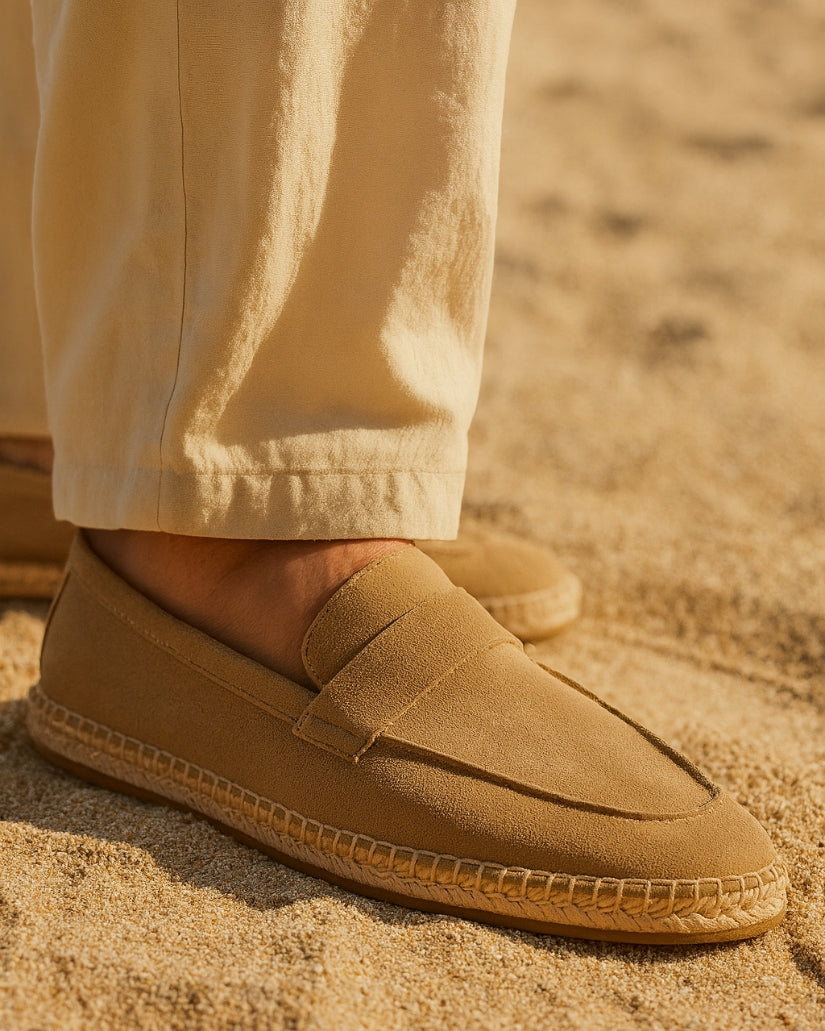 Mokassin-Espadrilles aus Wildleder