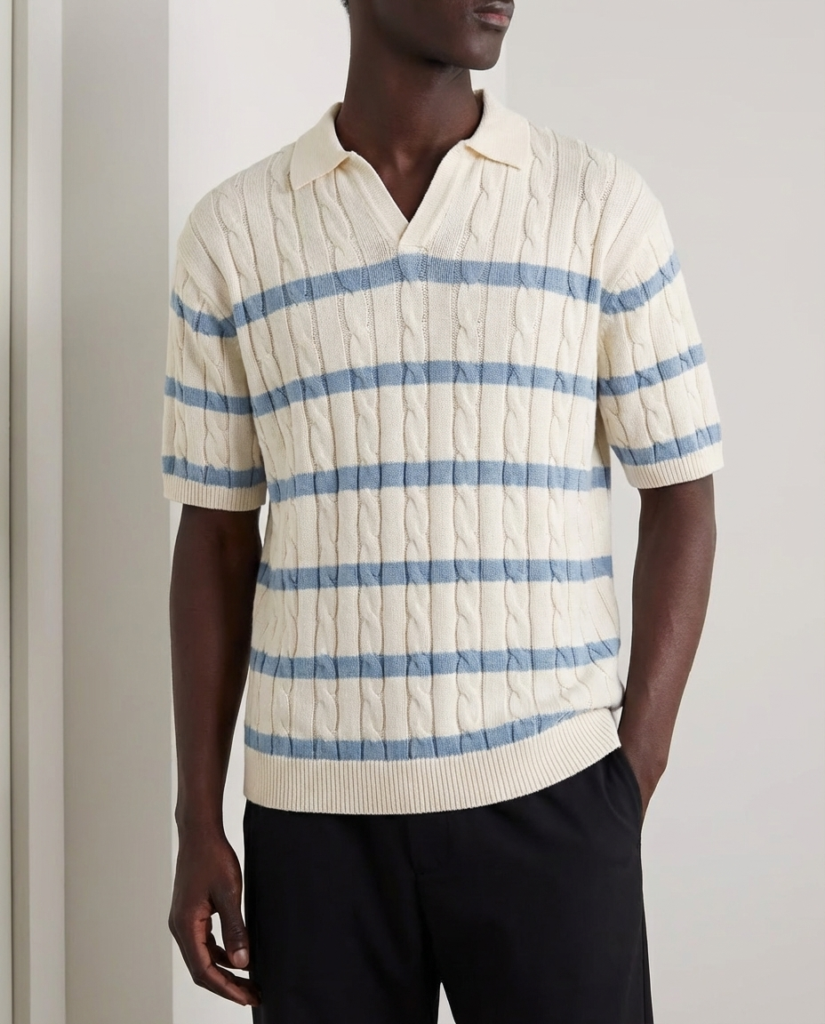 Textured Knit Polo Short Sleeve