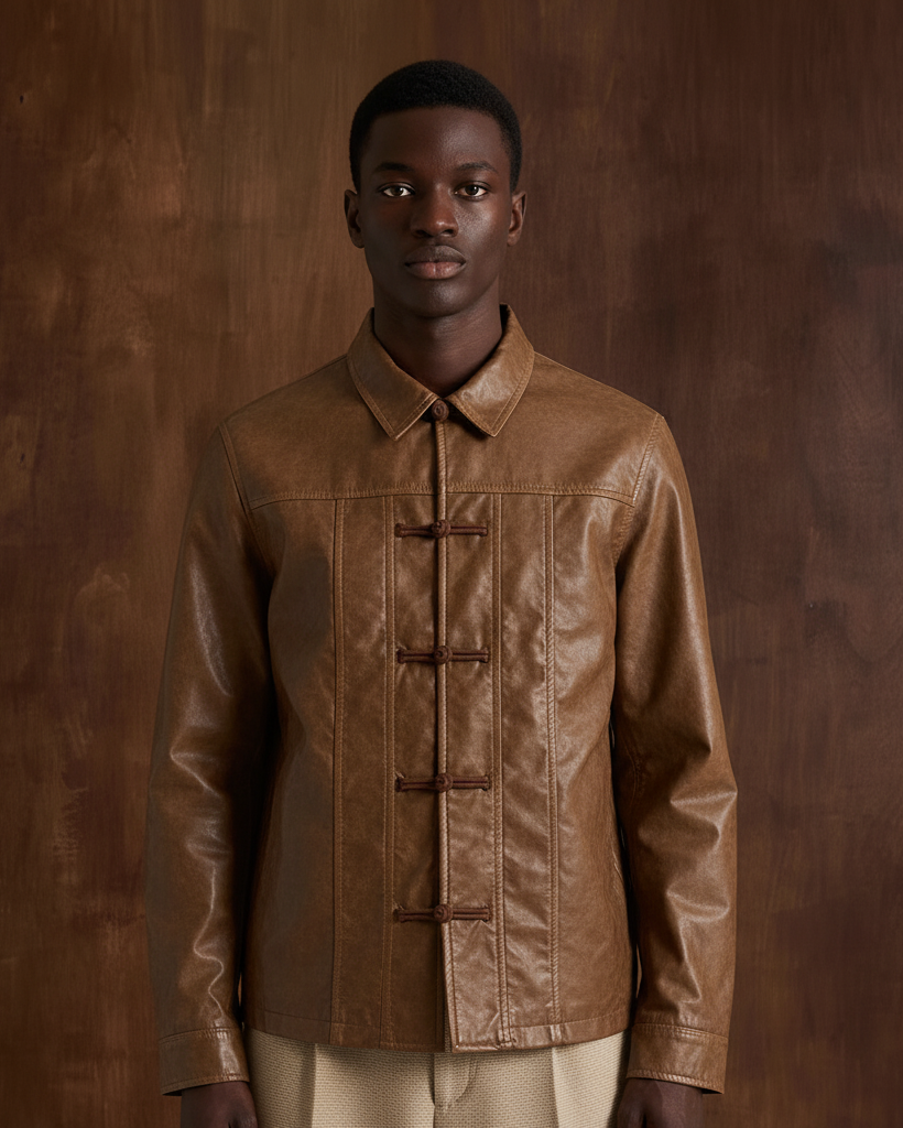 The Hanford Chinese Style Retro PU Leather Jacket