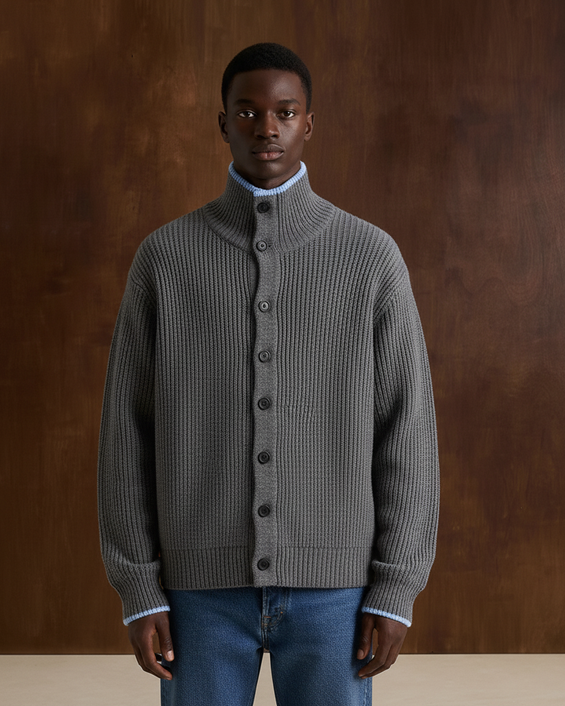 The Lofted Knit Stand Collar Cardigan Jacket