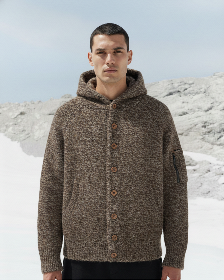 The Velour Knitted Cardigan Hooded Jacket