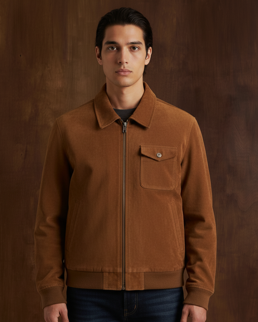 Vintage Suede Bomber Jacket