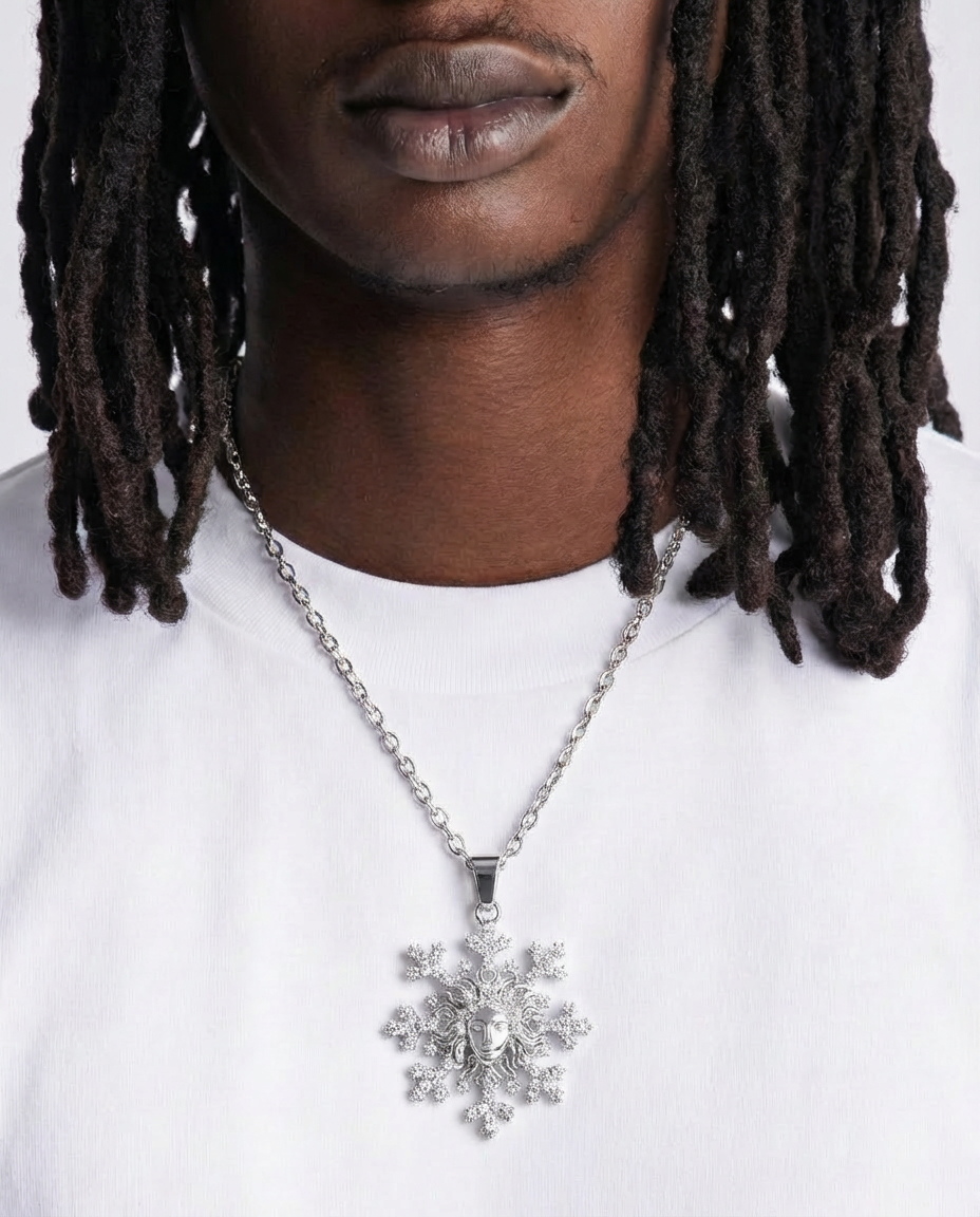 Iced Medusa Snowflake Necklace – Silver Edition