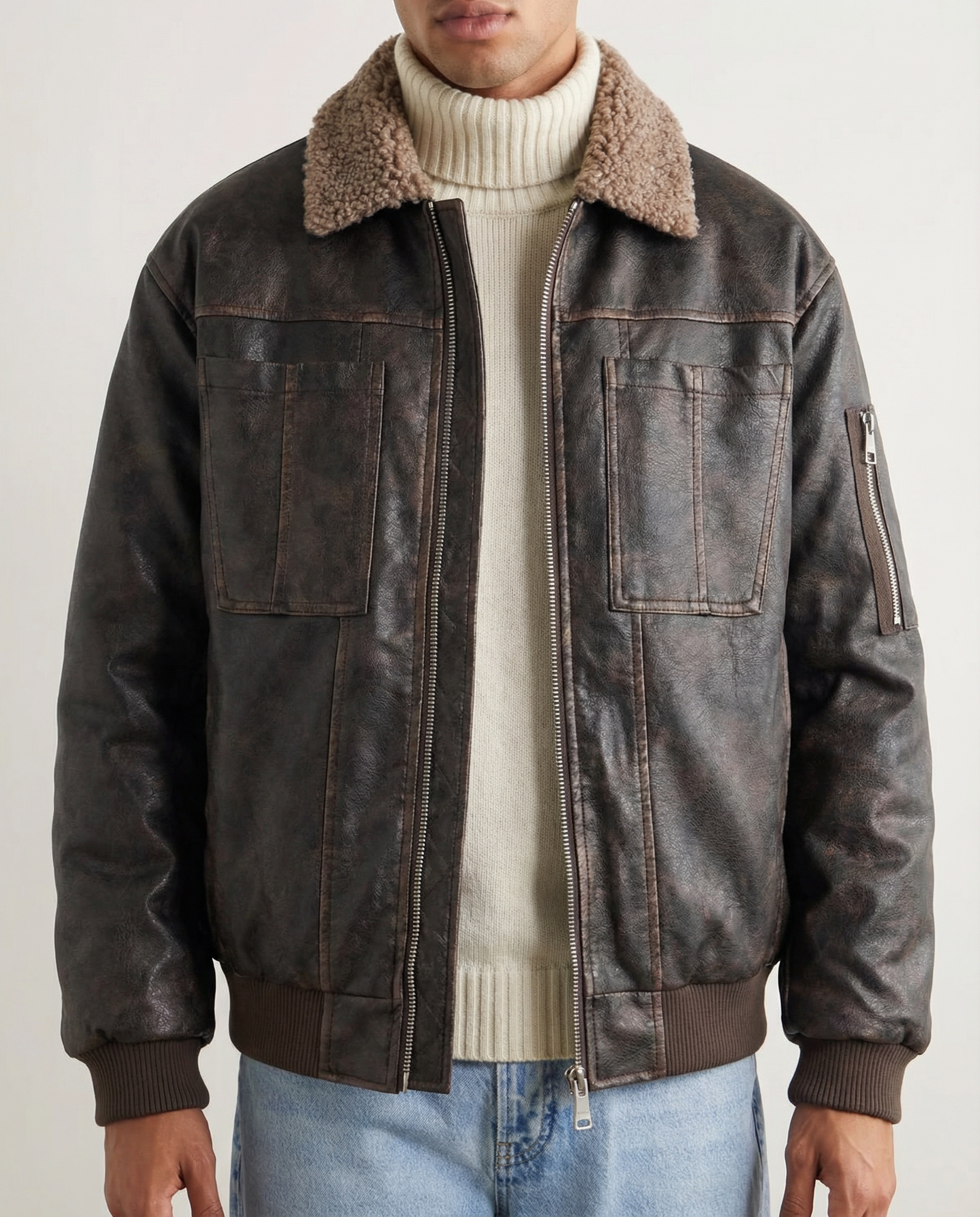 The Aurion PU Leather Padded Jacket