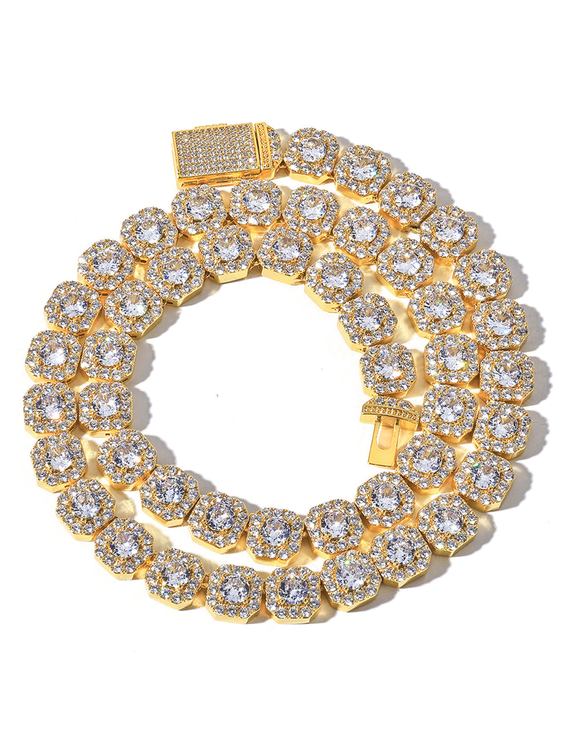 Octagon Halo Iced Link Chain