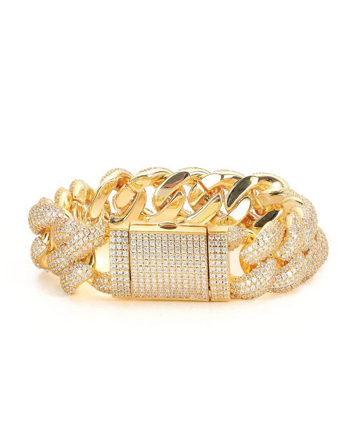 Double-Link Iced Cuban Bracelet