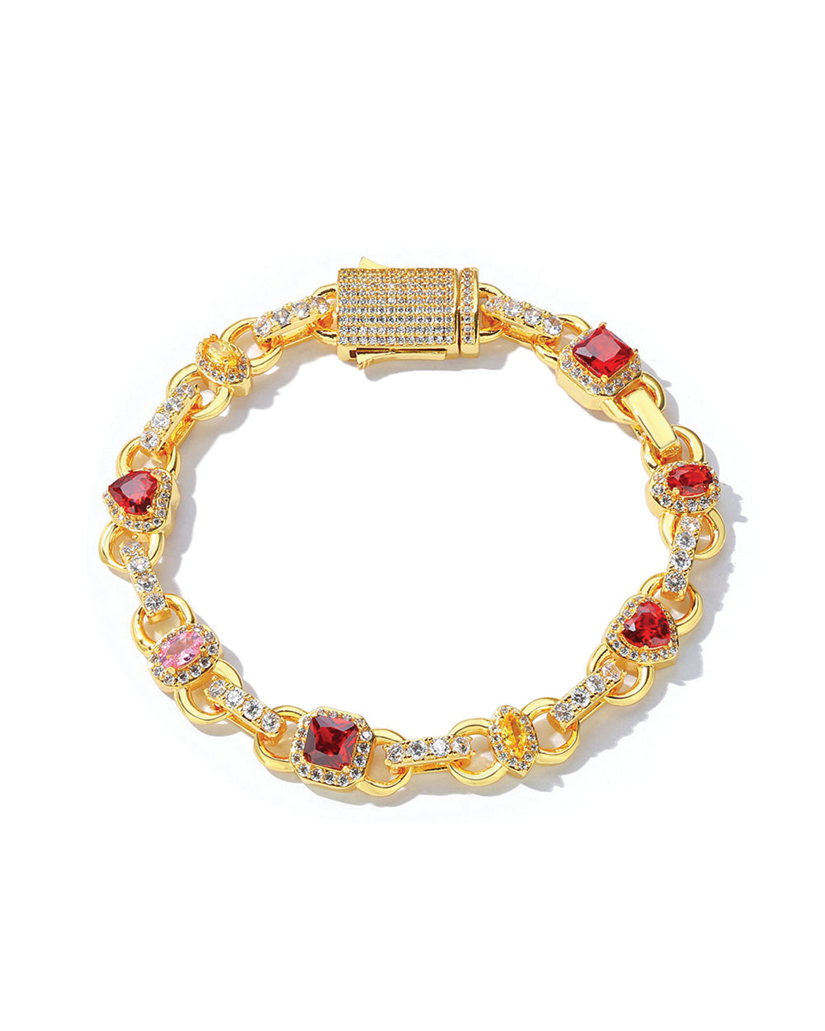 Ruby Halo Link Bracelet