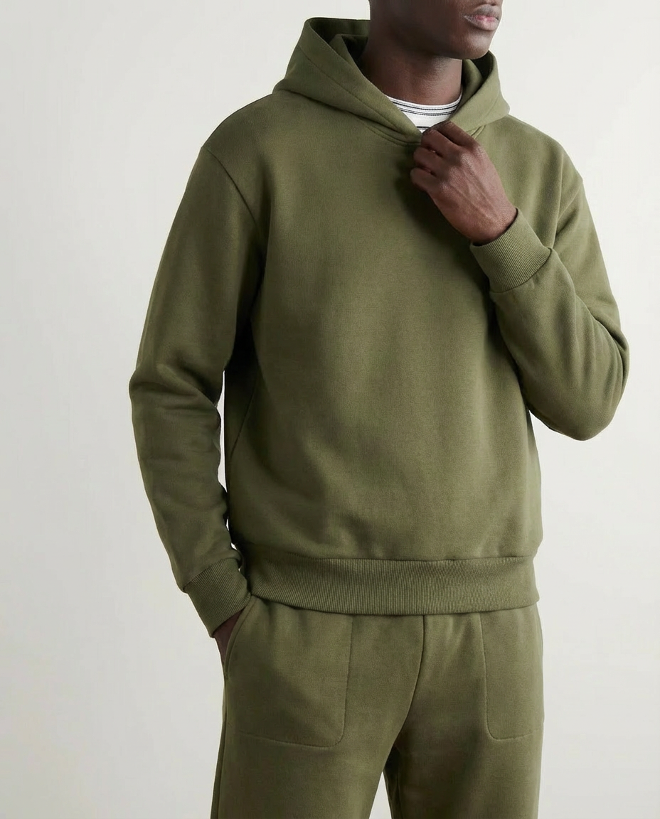 2-piece Loose Fit Hoodie and Joggers Set - Olive