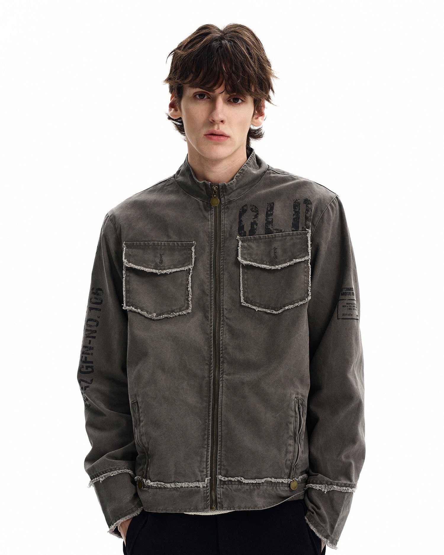 Washed Cotton Zip Field Jacket