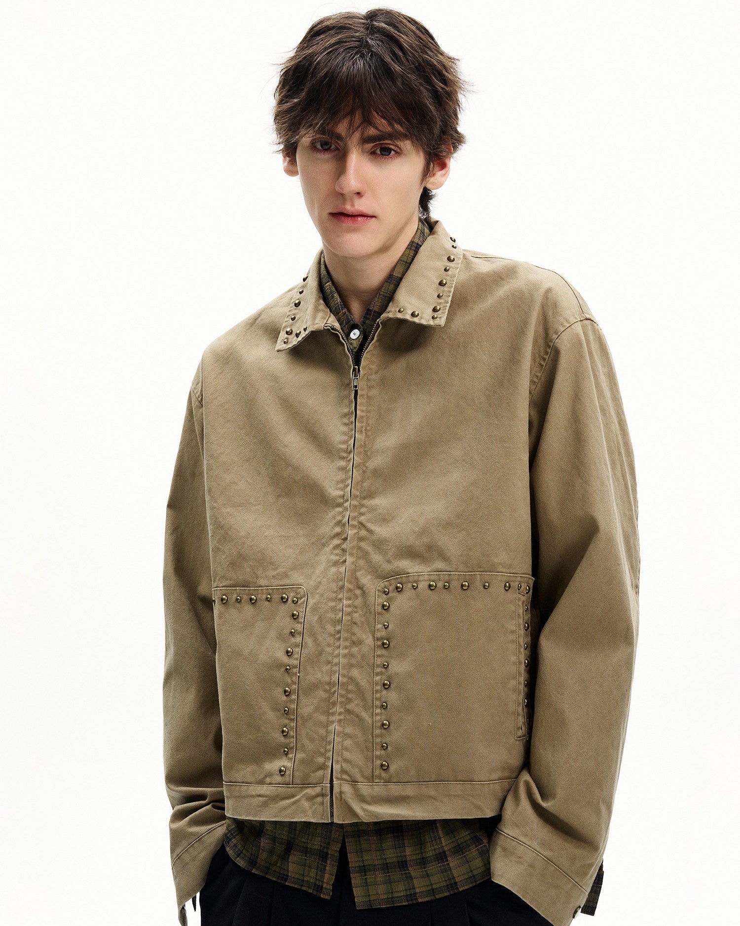 Studded Cotton Zip Jacket