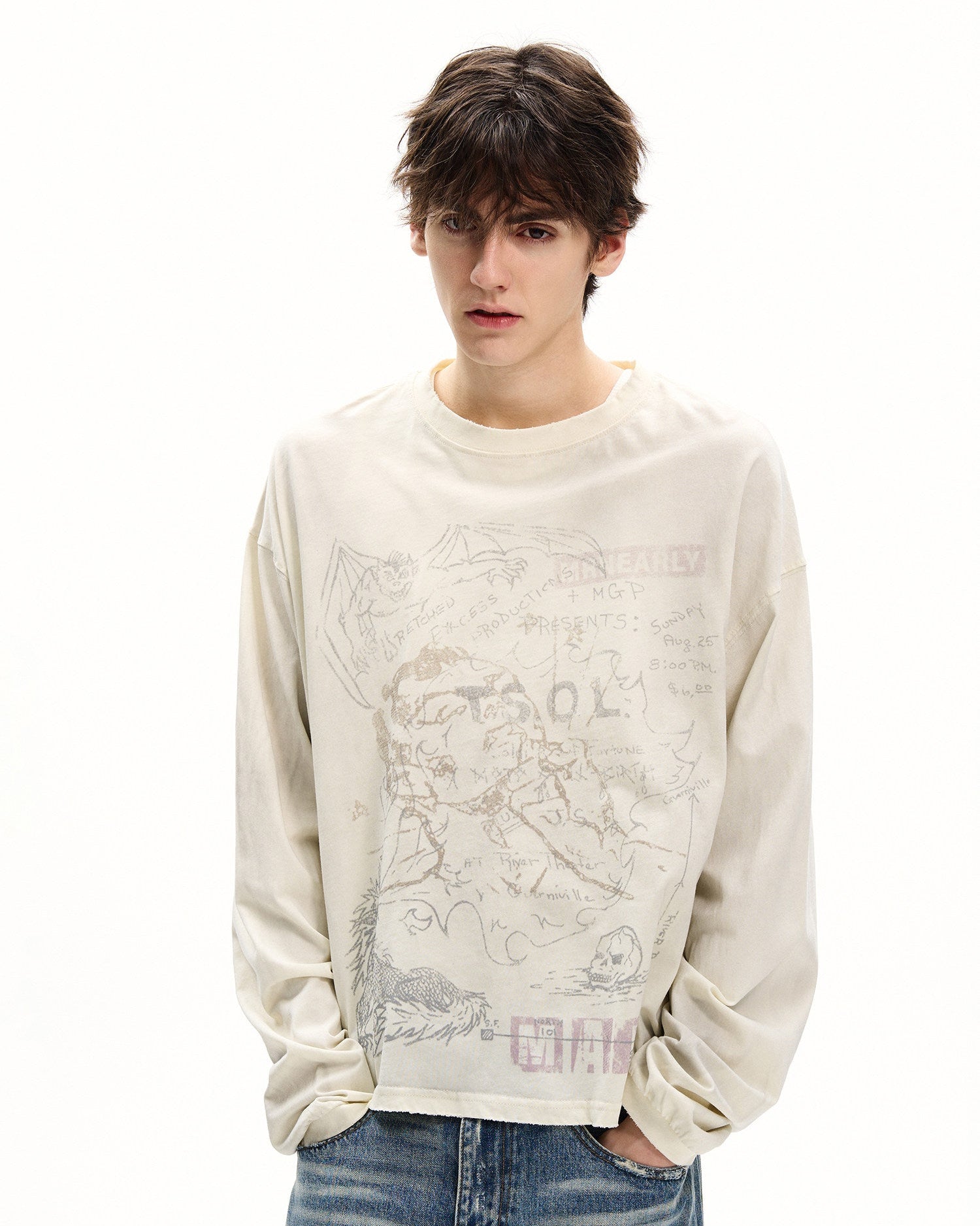 Lightweight Sketch Graphic Long Sleeve Tee