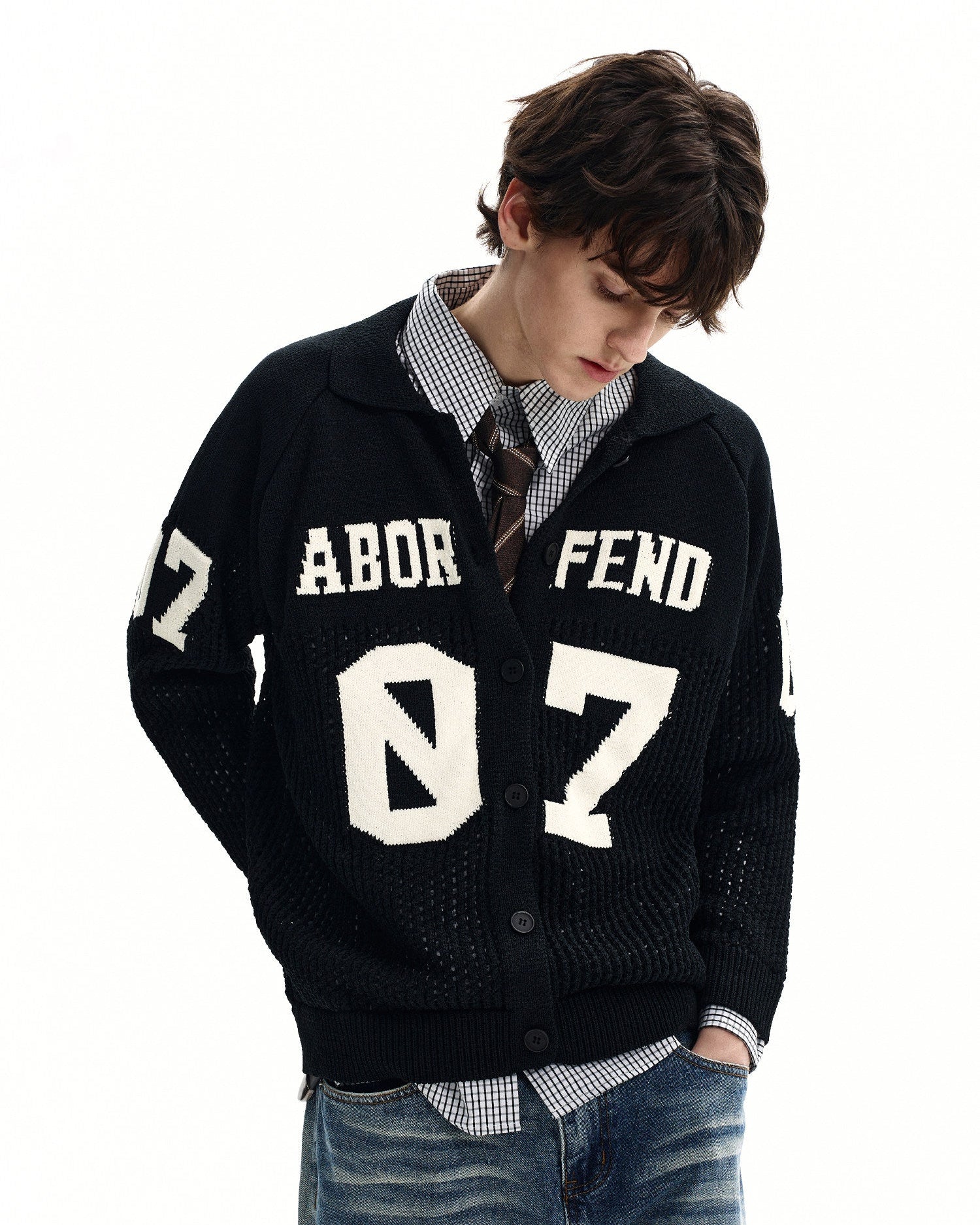 Graphic Jacquard Knit Cardigan