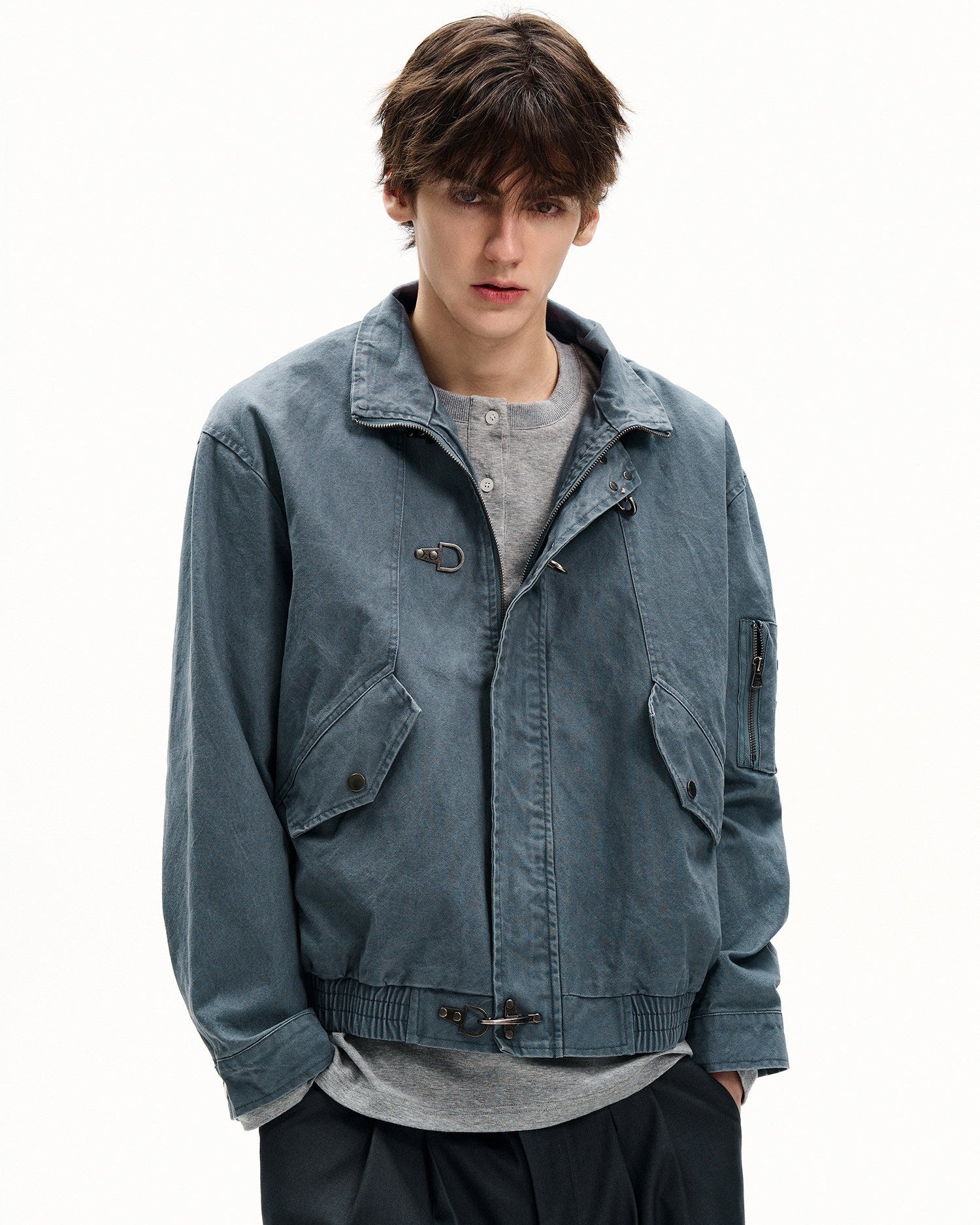 Functional Zip Buckle Front Jacket