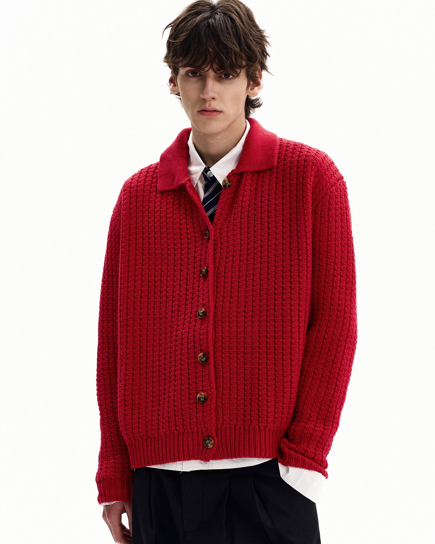 Refined Ribbed Knit Button Cardigan