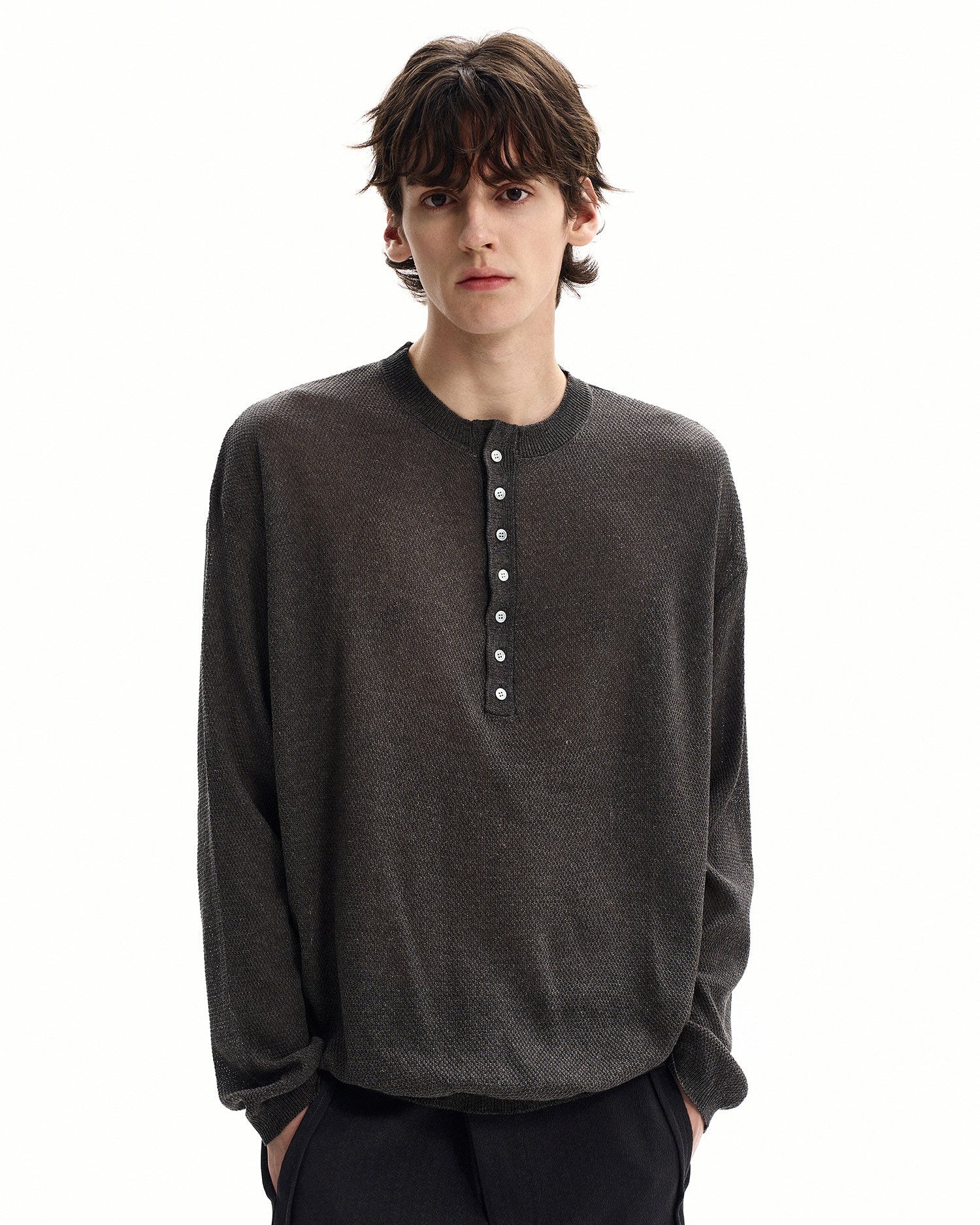 Refined Collar  Knit Henley