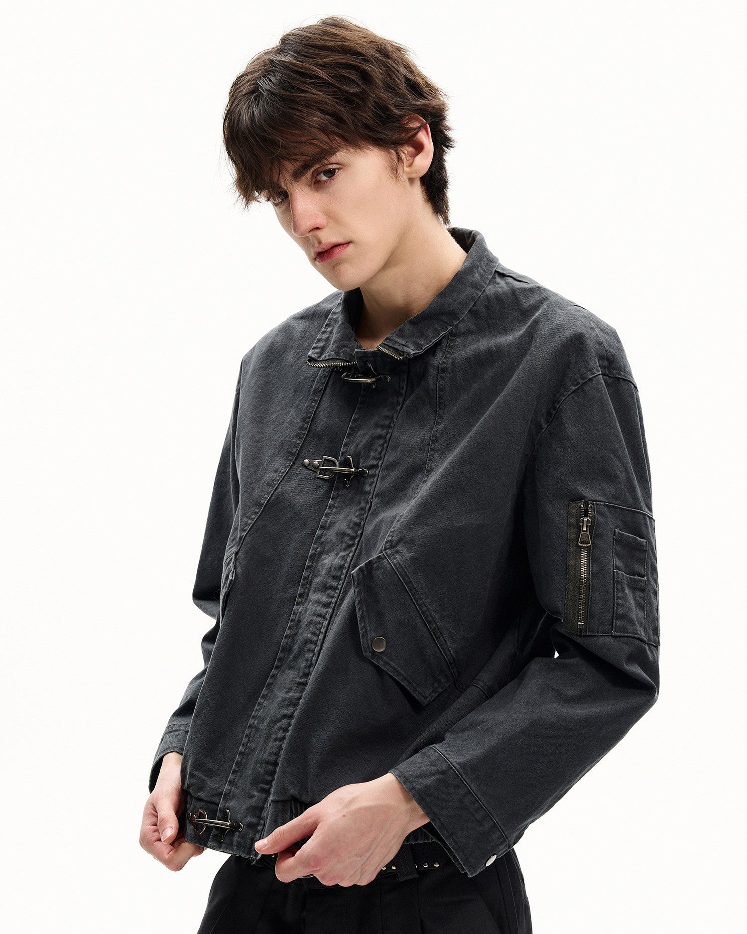 Functional Zip Buckle Front Jacket