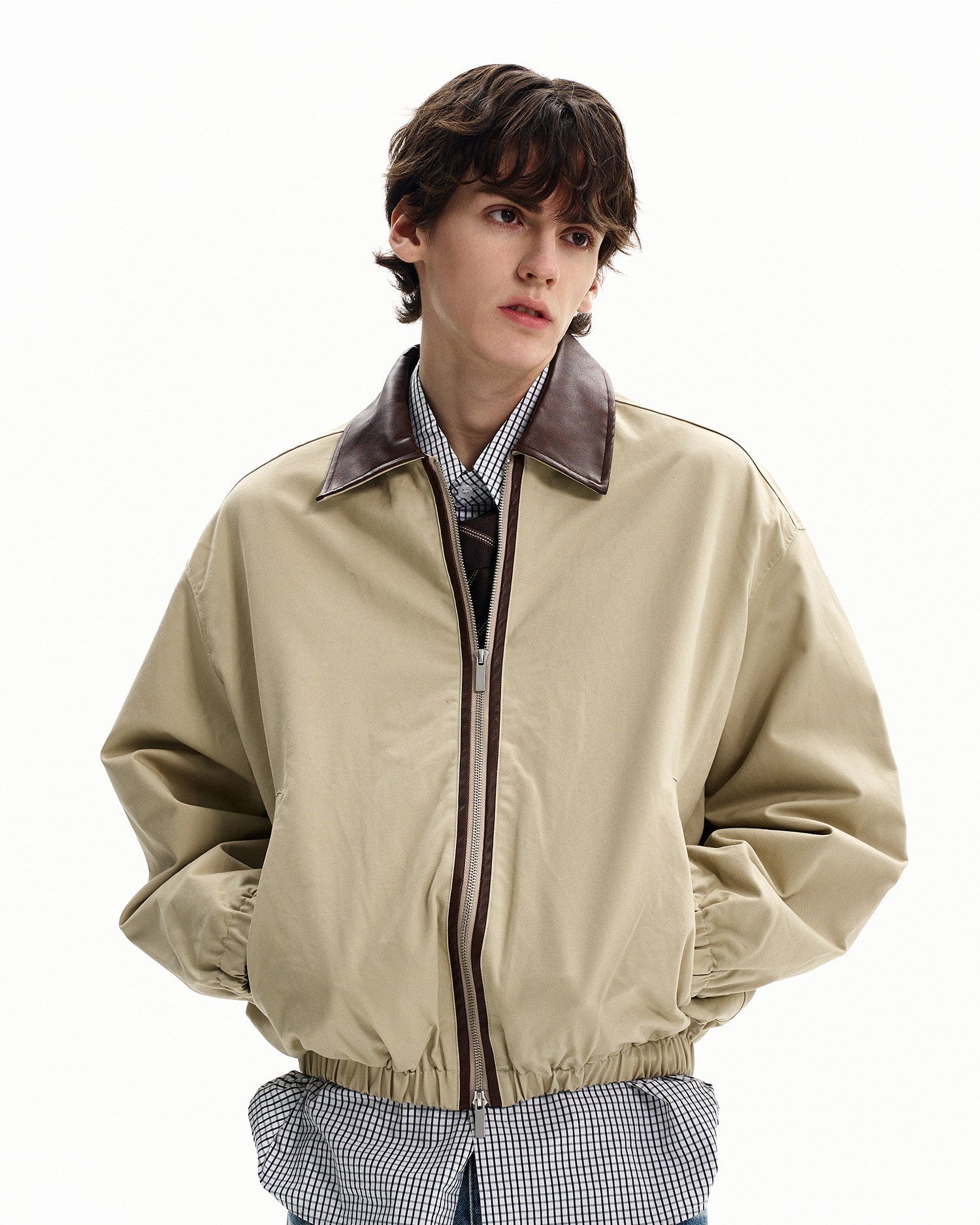 Cotton Twill Zip Harrington Jacket